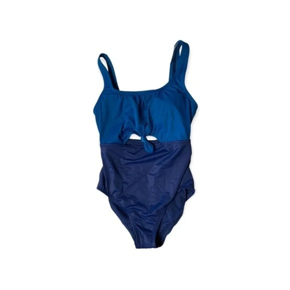 BEACH BETTY Swimsuit Slimming Control Colorblock Cut Out‎ One Piece Blue XL